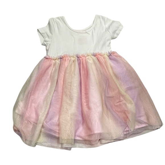 Toddler Girl Heart Tulle Dress Size 4T Pastel Rainbow Like New - Picture 3 of 4